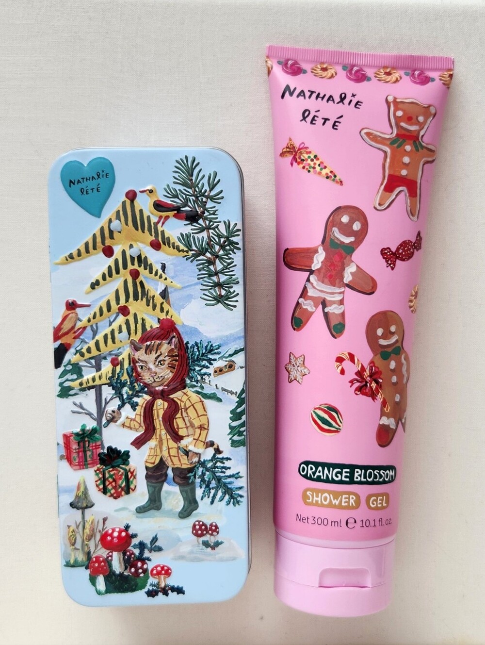 Nathalie Lete Holiday Orange Blossom Shower Gel & Forest Folk Hand Cream in Tin